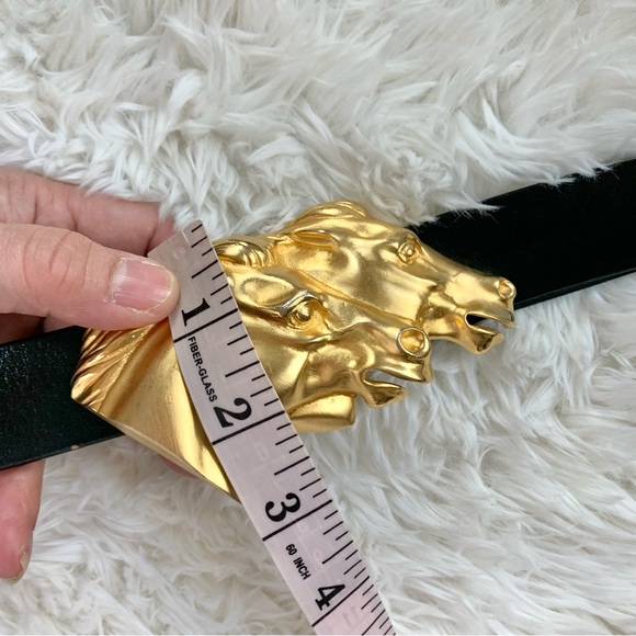 Vintage Doreen Ryan Gold Horse Buckle Leather Belt - Picture 13 of 16